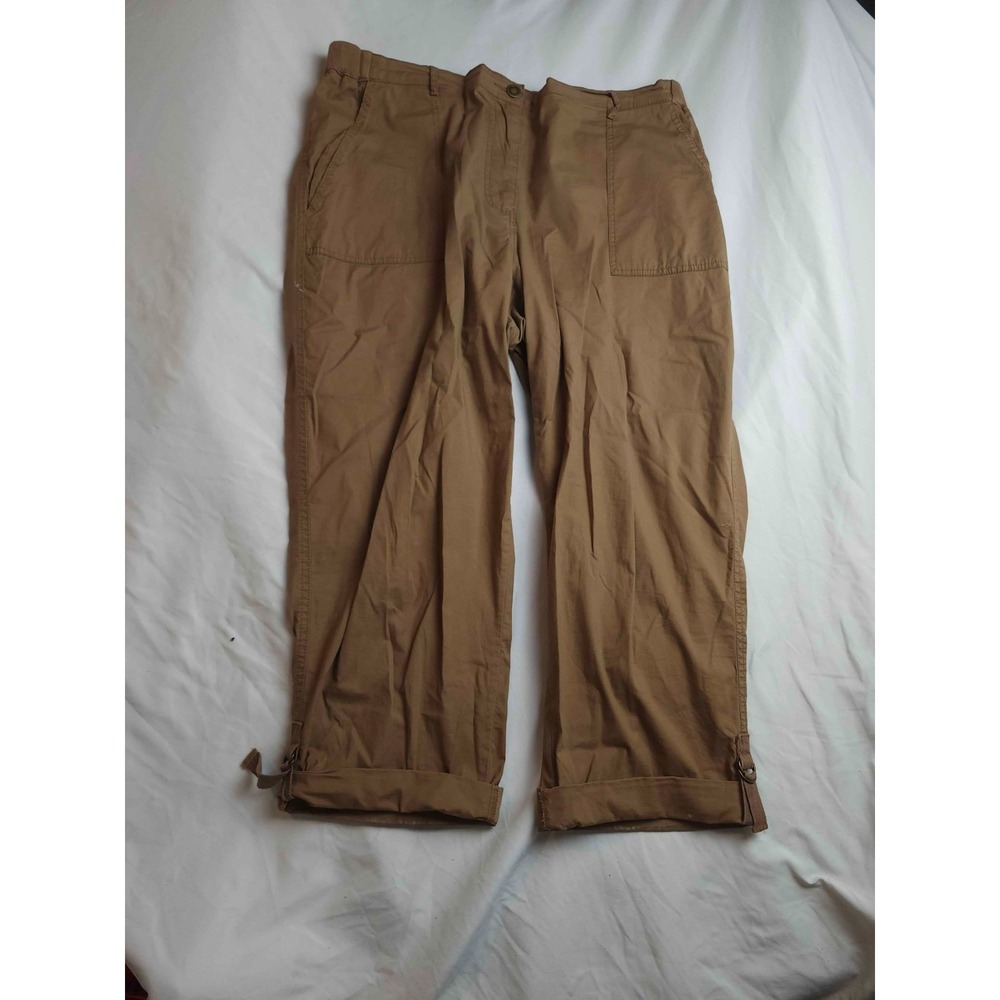 Ruby Rd Capris Womens 16 Brown Pants Cropped Cargo Pull On Comfort Stretch Waist